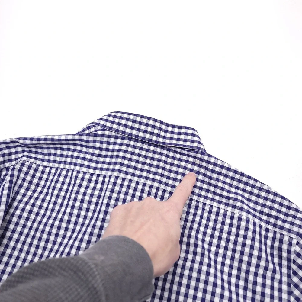 Banana Republic Mens XL Shirt Button Up Non Iron‎ Slim Fit Checked Blue READ